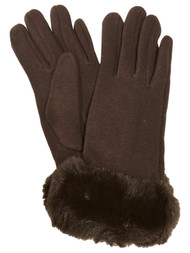 Womens Chocolate Brown Faux Fur Stretch Fit Texting & Tech Touchscreen Gloves