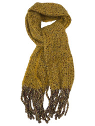Womens Soft Yellow Red & Blue Speckled Fringe Blanket Scarf