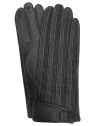 Womens Charcoal Gray Stripe Stretch Fit Text & Tech Touchscreen Driving Gloves