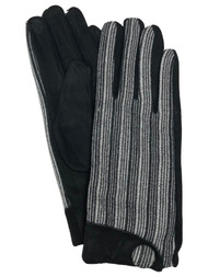 Womens Black Stripe Stretch Fit Text & Tech Touchscreen Driving Gloves