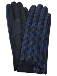 Womens Blue Stripe Stretch Fit Text & Tech Touchscreen Driving Gloves