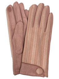 Womens Burnt Pink Stripe Stretch Fit Text & Tech Touchscreen Driving Gloves