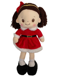 Linzy Plush Sweet Cakes 16" Christmas Doll, Santa Baby Doll with Brown Hair