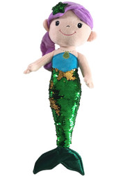 Linzy Toys Green & Gold 19 inch Mermaid With 2-Way Sequins Plush Stuffed Doll