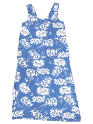 Womens Sleeveless Blue Floral V-Neck Nightgown Pocket Night Gown
