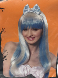 Womens Fanciful Blue Blonde Swirl Wig & Headband