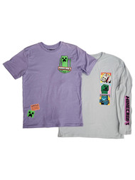 Minecraft Boys Purple & Gray Minecraft Creeper 2-Pack Tee Shirt Set