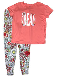 Womens Peach Paisley Floral Dream Pajamas Joggers & T-Shirt Sleep Set