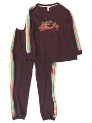 Womens Purple Mountain Lodge Pajamas Joggers & Sweatshirt Sleep Set