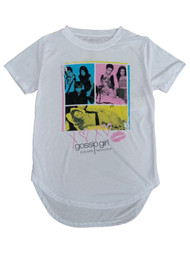 Junior Womens White Gossip Girl Tee Shirt T-shirt
