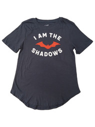 Junior Womens Gray Batman I am the Shadows Tee Shirt T-shirt
