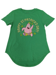 Junior Womens Green Happy St. Patricks Day Spongebob Tee Shirt T-shirt