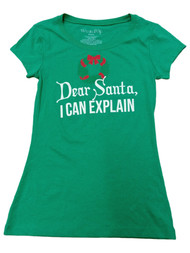 Womens Green Dear Santa I can explain Christmas Holiday Tee Shirt T-Shirt
