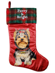 Red Plaid Yorkie Dog Holiday Pet Yorkshire Terrier  Christmas Stocking