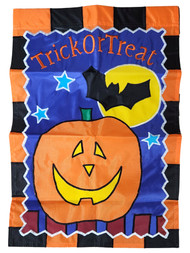 28 by 40 inch Silky Orange & Black Pumpkin Bat Large Halloween Garden Flag