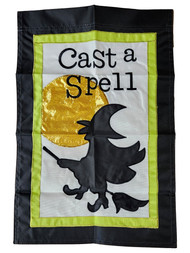 Cast A Spell Moonlight Shadow Witch Halloween Garden Path Flag 28x40 large Decor
