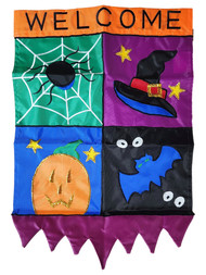 12 by 18 inch Pumpkin Spider Bat Witch Halloween Welcome Garden Flag