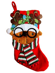 Plush Red Reindeer Holiday Christmas Stocking