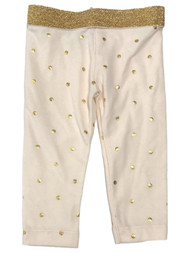 Infant Girls Ivory & Gold Polka Dot Christmas Holiday Pants Leggings