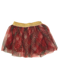 Infant Girls Red Green Gold Tartan Plaid Holiday Tutu Skirt Skort