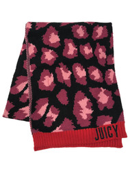 Juicy Womens Hot Pink Black & Red Leopard Print Scarf 64 by 12 Inch