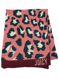 Juicy Womens Pink & Blue Leopard Print Scarf 64 by 12 Inch