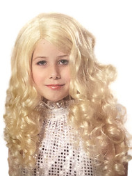 Halloween Girls Curly Long Blonde Popstar Wig