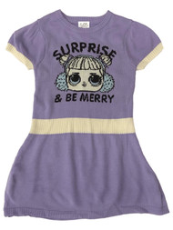 LOL Surprise Girls Purple Knit Be Merry Christmas Holiday Dress