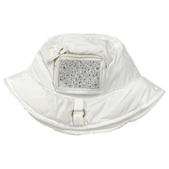 Madden NYC Womens Floppy Quilted White Sequin Bucket Hat