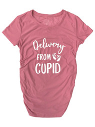Womens Pink Delivery From Cupid Valentine Day Maternity T-Shirt Tee Shirt