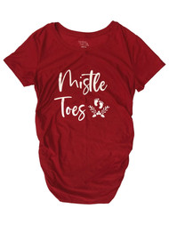 Womens Red Mistle Toes Christmas Holiday Maternity T-Shirt Tee Shirt
