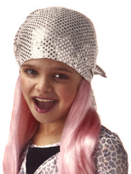 Halloween Girls Pink Diva Wig With Sparkle Bandana