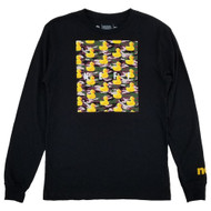 Neff Mens Black Camo Ducky Print Graphic Tee Long Sleeve Crew Neck T-Shirt