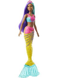 Barbie Dreamtopia Black Mermaid Doll 13" with Long Purple & Teal Fantasy Hair