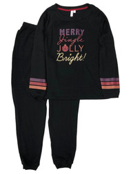 Womens Merry Jingle Jolly Holiday Pajamas Joggers & Sweatshirt Sleep Set