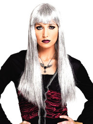 Paper Magic Womens Long Glitzy Glamour Silver Wig