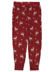 Womens Soft Red Reindeer Print Holiday Joggers Sleep Pants Pajama Bottoms