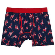 Holiday Time Mens Blue Red Reindeer Christmas Holiday Underwear Boxer Brief