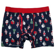 Holiday Time Mens Blue Christmas Ornament Santa Underwear Boxer Brief