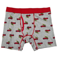 Holiday Time Mens Gray Red Truck Christmas Tree Underwear Boxer Brief