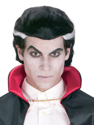 Fun World Mens Classic Vampire Black Wig With Silver Streaks