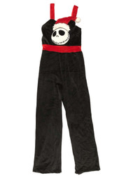 Womens (Jrs) Black Nightmare Before Christmas Holiday Overalls Jumpsuit