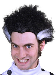 Halloween Men's Short Black & Silver Mad Scientist Wig