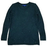 Womens Teal Green Sequin Convertible Crew Cowl Neck Holiday Sweater