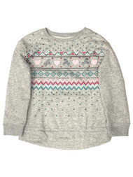 Girls Gray Sparkle Unicorn Heart Holiday Sweatshirt Sweat Shirt