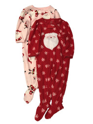 Carters Infant & Toddler Girls 2PC Santa Claus Holiday Sleeper Set Pajamas