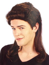 Totally Ghoul Mens Long Brown 80's Mullet Wig