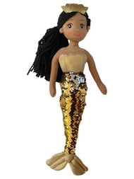Linzy Toys Gold & Silver 18 inch Kristal Mermaid With 2-Way Sequins Plush Doll