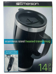 Emerson Stainless Steel 12 Volt Heated Travel Mug, 14 oz Tumbler Coffee Cup