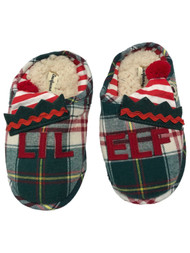 Dearfoams Boys Green Plaid Lil Elf Christmas Holiday Slippers House Shoes